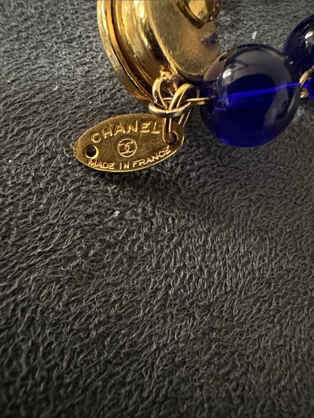 CHANEL Deep Blue Bead Necklace with Gold-Tone Accents - Picture 7 of 8